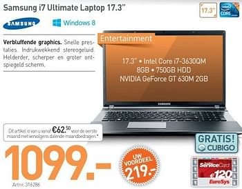 Promoties Samsung i7 ultimate laptop 17.3 - Samsung - Geldig van 29/03/2013 tot 30/04/2013 bij Auva