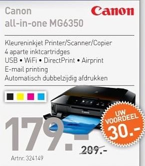 Promoties Canon all-in-one mg6350 - Canon - Geldig van 29/03/2013 tot 30/04/2013 bij Auva