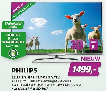 Promoties Philips led tv 47pfl6678k-12 - Philips - Geldig van 01/04/2013 tot 30/04/2013 bij ElectronicPartner
