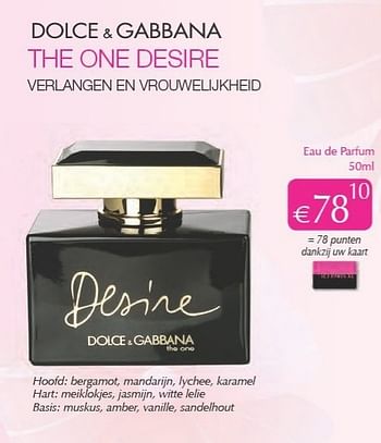 Promoties The one desire eau de parfum - Dolce & Gabbana - Geldig van 01/04/2013 tot 30/04/2013 bij ICI PARIS XL