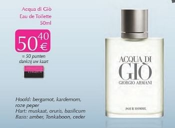 Promoties Acqua di giò eau de toilette - Giorgio Armani - Geldig van 01/04/2013 tot 30/04/2013 bij ICI PARIS XL