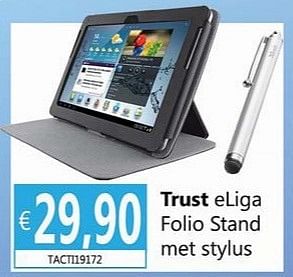 Promoties Trust eliga folio stand met stylus - Trust - Geldig van 02/04/2013 tot 15/05/2013 bij Compudeals