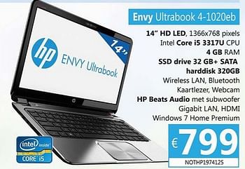 Promoties Hp envy ultrabook 4-1020eb - HP - Geldig van 02/04/2013 tot 15/05/2013 bij Compudeals