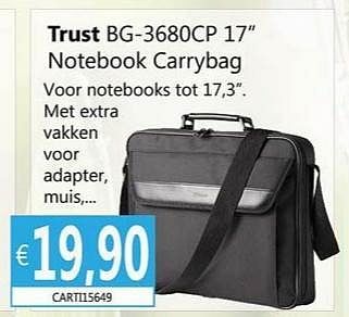 Promoties Trust bg-3680cp 17 notebook carrybag - Trust - Geldig van 02/04/2013 tot 15/05/2013 bij Compudeals