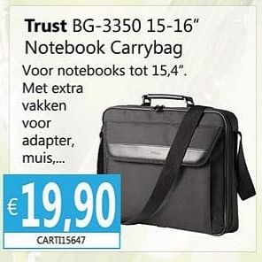 Promoties Trust bg-3350 15-16 notebook carrybag - Trust - Geldig van 02/04/2013 tot 15/05/2013 bij Compudeals