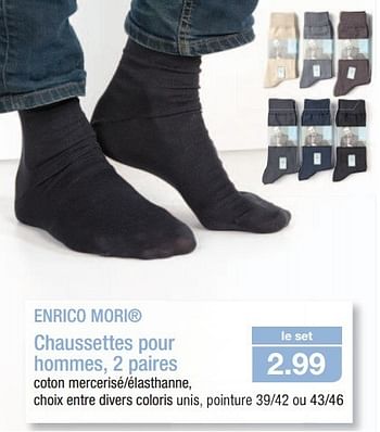 Promotions Enrico mori chaussettes pour hommes, 2 paires - Enrico Mori - Valide de 03/04/2013 à 09/04/2013 chez Aldi