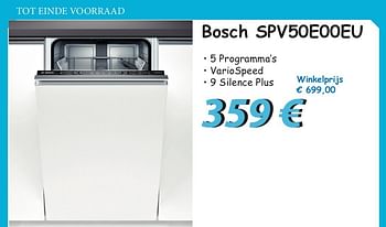 Promoties Bosch spv50e00eu - Bosch - Geldig van 24/04/2013 tot 13/05/2013 bij Elektro Koning