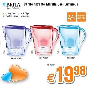 Promotions Brita carafe filtrante marella cool luminous - Brita - Valide de 29/04/2013 à 26/05/2013 chez Krefel