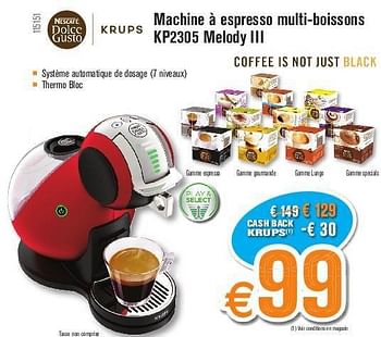 Promotions Krups machine à espresso multi-boissons kp2305 melody iii - Krups - Valide de 29/04/2013 à 26/05/2013 chez Krefel
