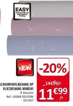 Promoties Schuimvinylbehang op vliesbehang mindivi - Huismerk - Home Market - Geldig van 29/04/2013 tot 25/05/2013 bij Home Market