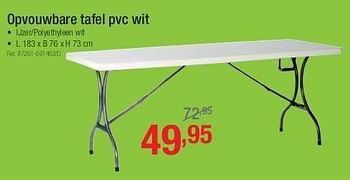 Promoties Opvouwbare tafel pvc wit - Huismerk - Group Meno  - Geldig van 29/04/2013 tot 25/05/2013 bij Group Meno