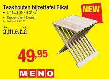 Promoties Teakhouten bijzettafel rikal - Huismerk - Group Meno  - Geldig van 29/04/2013 tot 25/05/2013 bij Group Meno