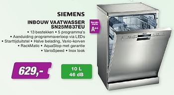 Promoties Siemens inbouw vaatwasser sn25m837eu - Siemens - Geldig van 01/05/2013 tot 31/05/2013 bij ElectronicPartner