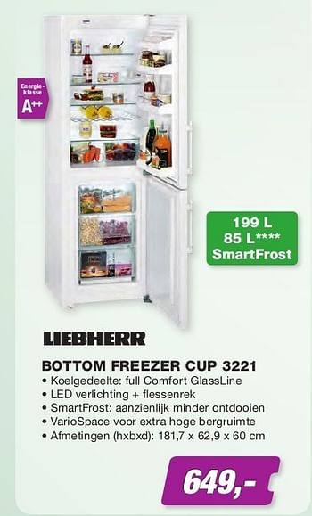 Promoties Liebherr bottom freezer cup 3221 - Liebherr - Geldig van 01/05/2013 tot 31/05/2013 bij ElectronicPartner