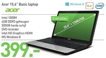 Promoties Acer 15.6 basic laptop - Acer - Geldig van 01/05/2013 tot 15/06/2013 bij PC Center