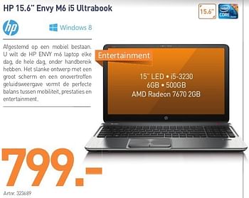 Promoties Hp 15.6 envy m6 i5 ultrabook - HP - Geldig van 01/05/2013 tot 15/06/2013 bij PC Center