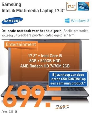 Promoties Samsung intel i5 multimedia laptop 17.3 - Samsung - Geldig van 01/05/2013 tot 15/06/2013 bij PC Center