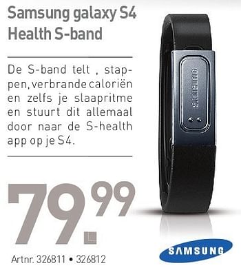 Promoties Samsung galaxy s4 health s-band - Samsung - Geldig van 02/05/2013 tot 30/06/2013 bij Auva