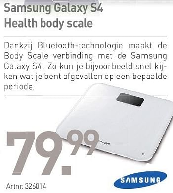 Promotions Samsung galaxy s4 health body scale - Samsung - Valide de 02/05/2013 à 30/06/2013 chez Auva