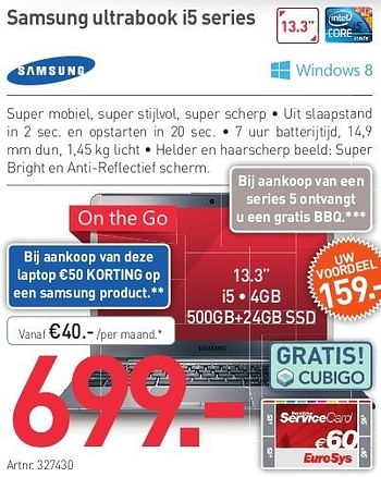 Promoties Samsung ultrabook i5 series - Samsung - Geldig van 02/05/2013 tot 30/06/2013 bij Auva