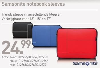 Promotions Samsonite notebook sleeves - Samsonite - Valide de 02/05/2013 à 30/06/2013 chez Auva