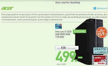Promoties Acer starter desktop - Acer - Geldig van 02/05/2013 tot 30/06/2013 bij Auva