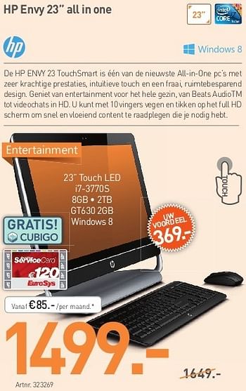 Promotions Hp envy 23 all in one - HP - Valide de 02/05/2013 à 30/06/2013 chez Auva