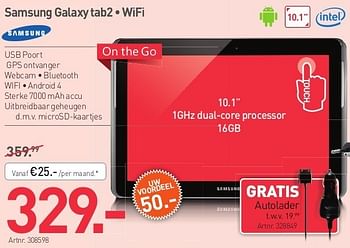 Promoties Samsung galaxy tab2 wifi - Samsung - Geldig van 02/05/2013 tot 30/06/2013 bij Auva