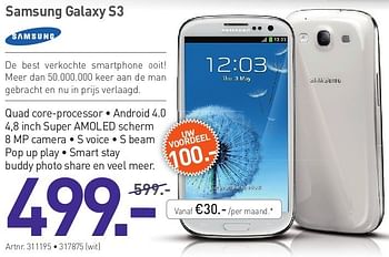 Promotions Samsung galaxy s3 - Samsung - Valide de 02/05/2013 à 30/06/2013 chez Auva