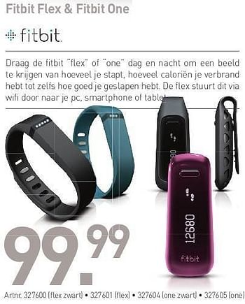 Promoties Fitbit flex + fitbit one - Fitbit - Geldig van 02/05/2013 tot 30/06/2013 bij Auva