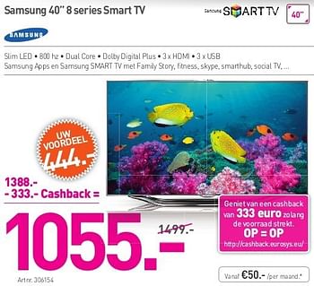 Promoties Samsung 40 8 series smart tv - Samsung - Geldig van 02/05/2013 tot 30/06/2013 bij Auva