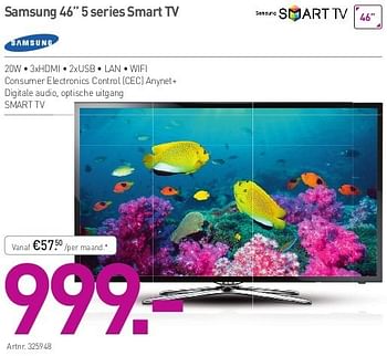 Promoties Samsung 46 5 series smart tv - Samsung - Geldig van 02/05/2013 tot 30/06/2013 bij Auva