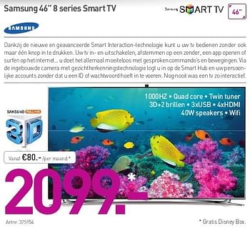 Promoties Samsung 46 8 series smart tv - Samsung - Geldig van 02/05/2013 tot 30/06/2013 bij Auva