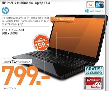 Promoties Hp intel i7 multimedia laptop 17.3 - HP - Geldig van 02/05/2013 tot 30/06/2013 bij Auva