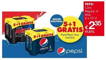 Promoties Pepsi cans regular of max - Pepsi - Geldig van 03/05/2013 tot 16/05/2013 bij Cobeli