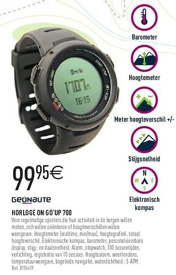 Promoties Horloge on go’up 700 - Geonaute - Geldig van 04/05/2013 tot 25/05/2013 bij Decathlon