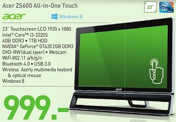 Promoties Acer zs600 all-in-one touch - Acer - Geldig van 06/05/2013 tot 15/05/2013 bij VCD