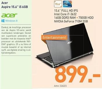 Promoties Acer aspire 15.6 i5 6gb - Acer - Geldig van 06/05/2013 tot 15/05/2013 bij VCD