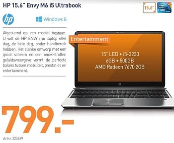 Promoties Hp 15.6 envy m6 i5 ultrabook - HP - Geldig van 06/05/2013 tot 15/05/2013 bij VCD