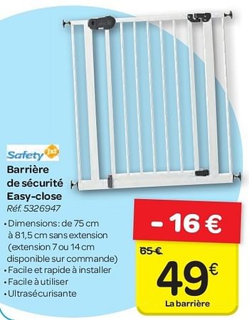 Promo Safety 1st barrière de sécurité auto-close chez Carrefour