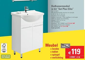 Promoties Meubel + lavabo + tablet + spiegel + verlichting - Huismerk - Brico - Geldig van 15/05/2013 tot 27/05/2013 bij Brico