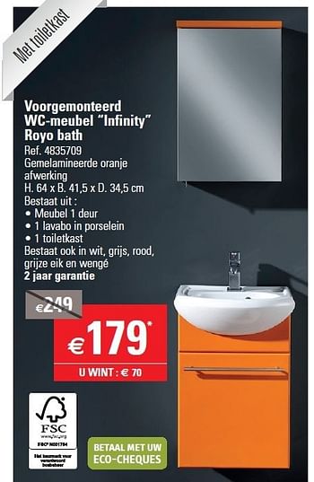 Promoties Voorgemonteerd wc-meubel infinity royo bath - Huismerk - Brico - Geldig van 15/05/2013 tot 27/05/2013 bij Brico