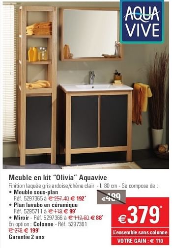 Promotions Meuble en kit “olivia” aquavive - AQUA VIVE - Valide de 15/05/2013 à 27/05/2013 chez Brico