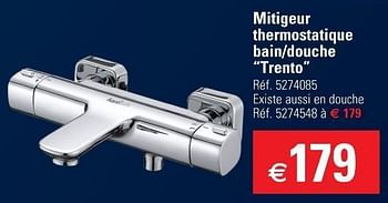 Promotions Mitigeur thermostatique bain-douche trento - Aquazuro - Valide de 15/05/2013 à 27/05/2013 chez Brico