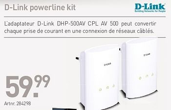 Promotions D-link powerline kit dhp-500av cpl av 500 - D-Link - Valide de 16/05/2013 à 30/06/2013 chez Auva