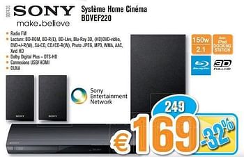 Promotions Sony système home cinéma bdvef220 - Sony - Valide de 27/05/2013 à 23/06/2013 chez Krefel