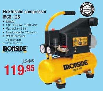 Promoties Ironside elektrische compressor irc6-125 - Ironside - Geldig van 27/05/2013 tot 22/06/2013 bij Group Meno