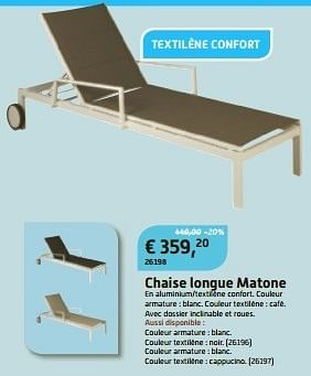 Promotions 26198 chaise longue matone - Produit maison - Overstock  - Valide de 29/05/2013 à 23/06/2013 chez Overstock