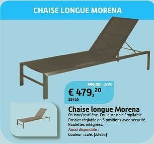 Promotions Chaise longue morena - Produit maison - Overstock  - Valide de 29/05/2013 à 23/06/2013 chez Overstock