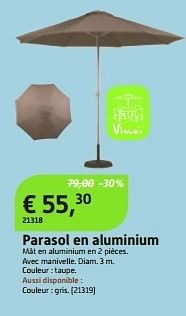 Promoties Parasol en aluminium - Huismerk - Overstock  - Geldig van 29/05/2013 tot 23/06/2013 bij Overstock